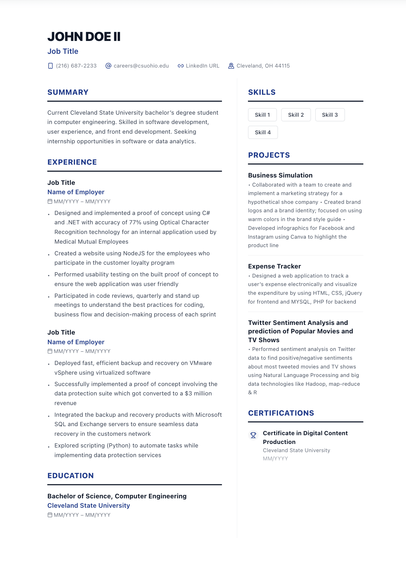 Apex resume template