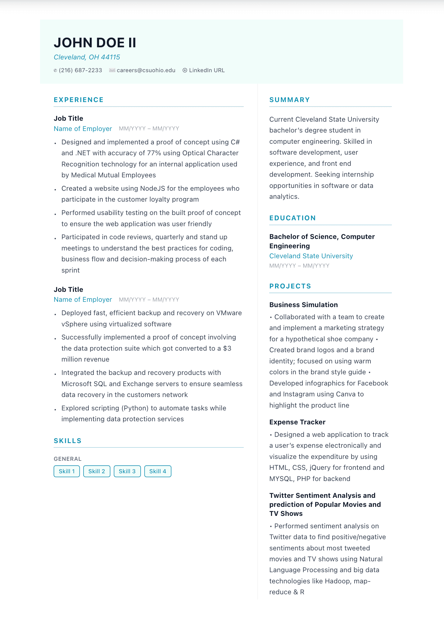 Horizon resume template