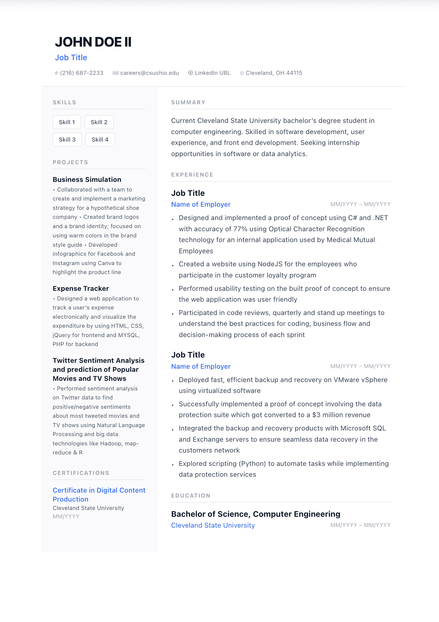 Polaris resume template