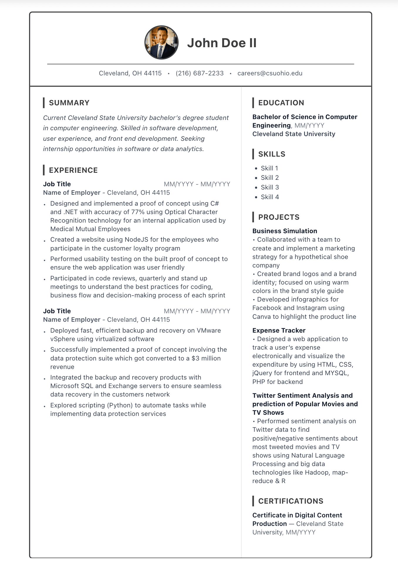 Slate resume template
