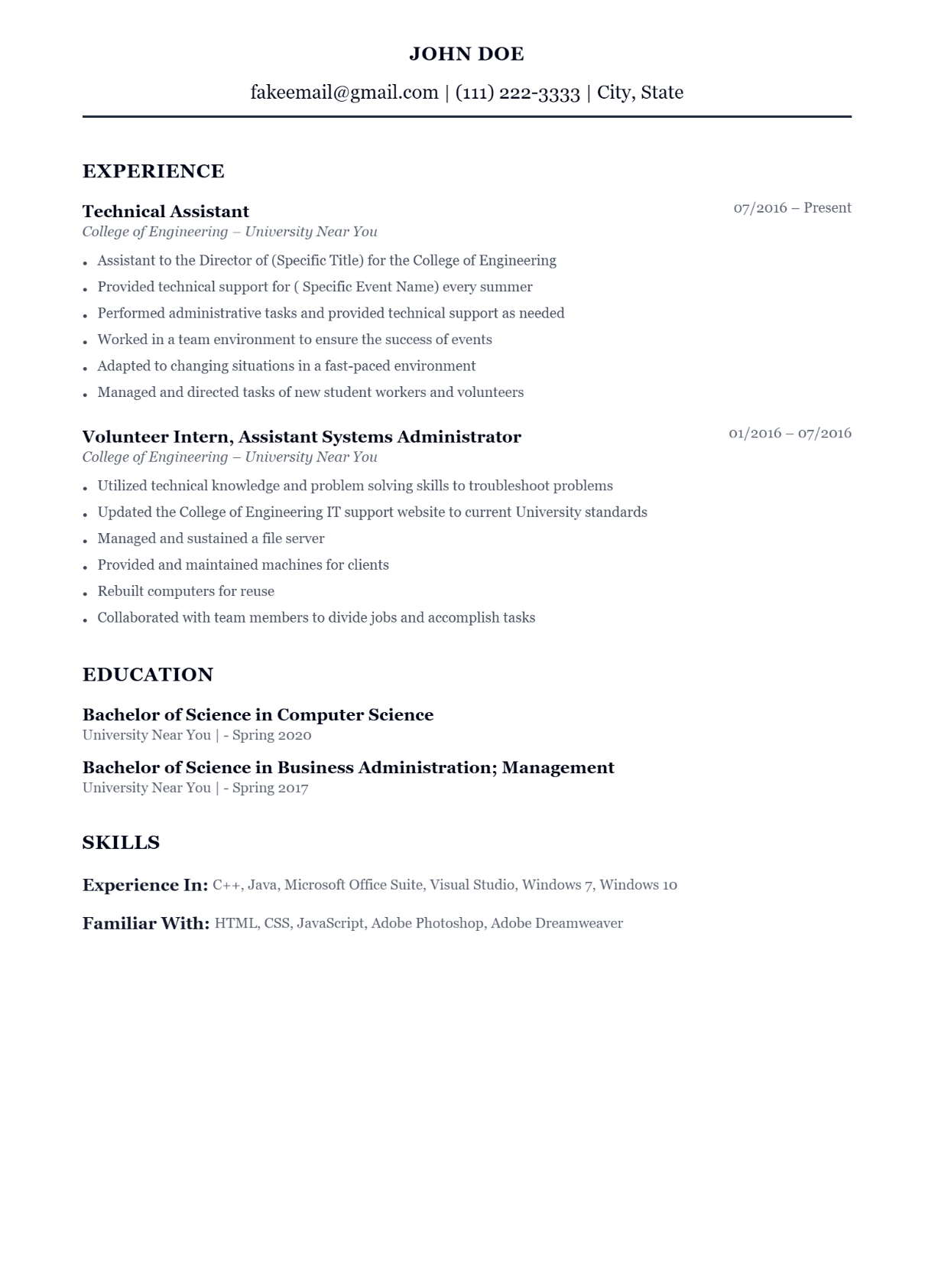 Free Classic ATS-friendly resume template — Professional, ATS design