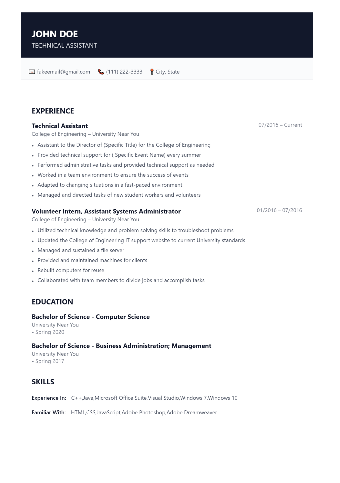Free Nebula ATS-friendly resume template — Modern, Two columns design
