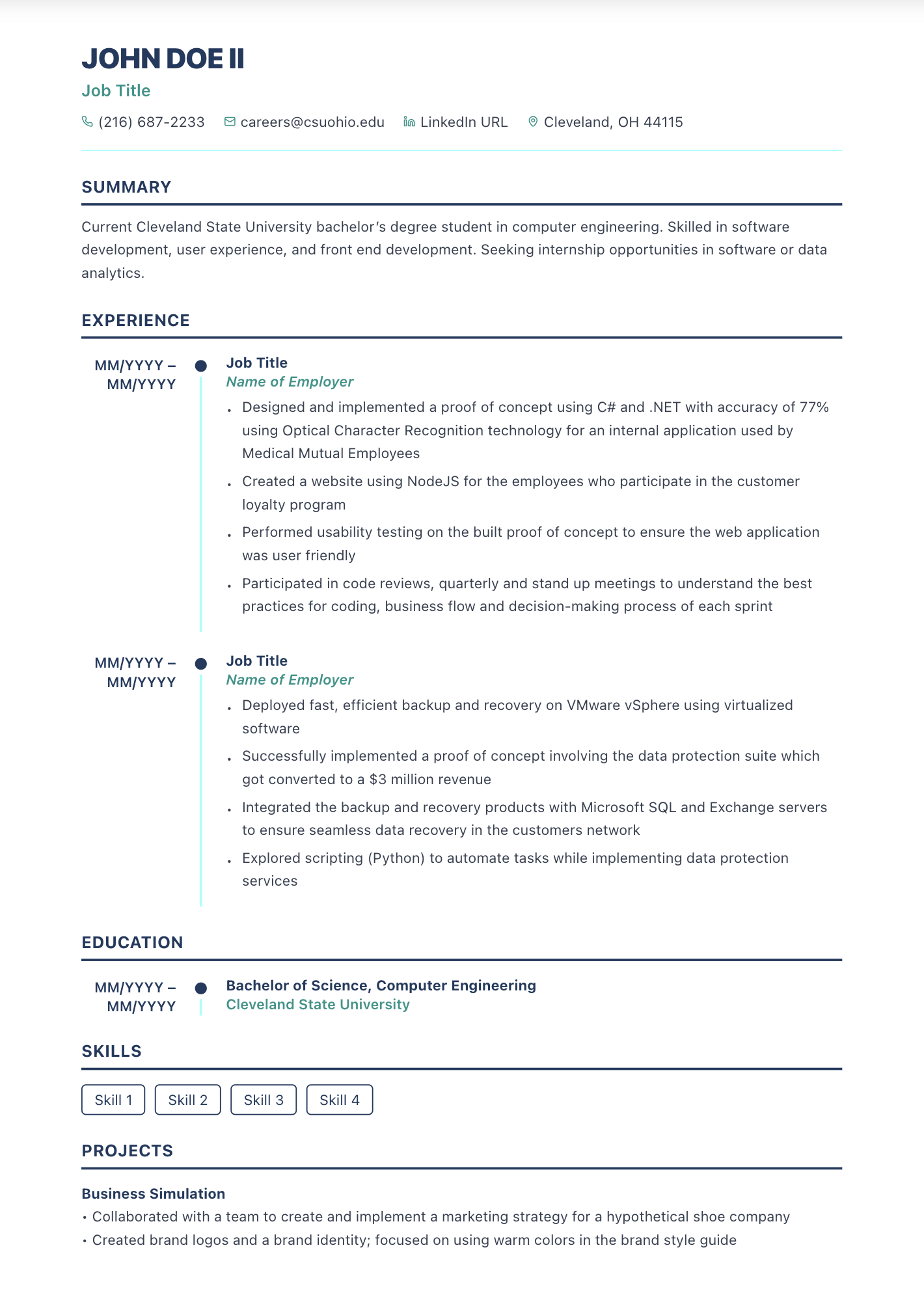 Free Pinnacle ATS-friendly resume template — Professional, ATS design